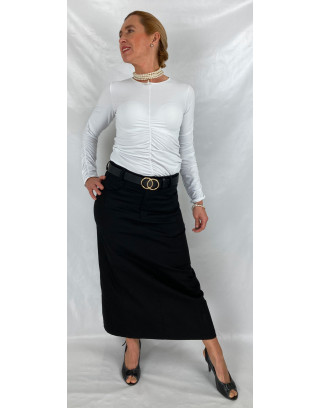 Long Black Denim Skirt